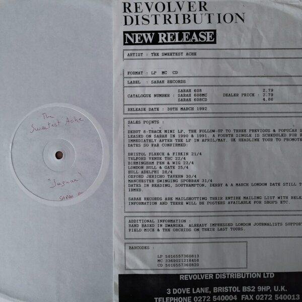 The Sweetest Ache - Jaguar (white label promo) (LP - Comes with the promo sheet. ) | Sarah Records