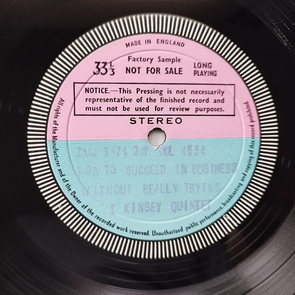 The Tony Kinsey Quintet - How To Succeed In Business Without Really Trying (Test Pressing) (LP - UK, 1963. Stereo Test Pressing. ) | Decca