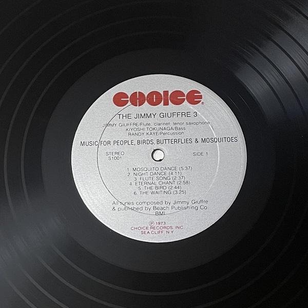 The Jimmy Giuffre 3 - Music For People, Birds, Butterflies & Mosquitoes (LP - USA, 1973. Variant 2 (red printing at the bottom of the label)) | Choice Music For People, Birds, Butterflies & Mosquitoes - Image 2