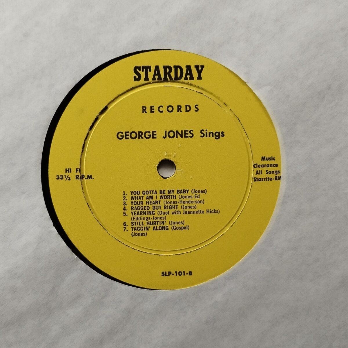 George Jones - Grand Ole Opry's New Star (LP, Mono - 1958 repress. Labels yellow with black lettering in different layout, fonts and sizes to those used for the other 1958 reissue. Deep groove.) | Starday Records Grand Ole Opry's New Star - Image 3