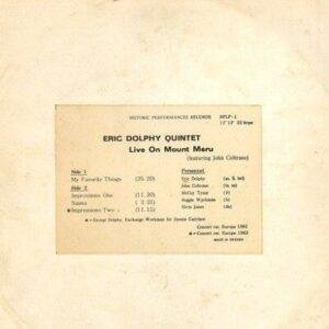 Eric Dolphy Quintet Featuring John Coltrane - Live On Mount Meru (LP - Sweden, 1970.) | Historic Performances Records