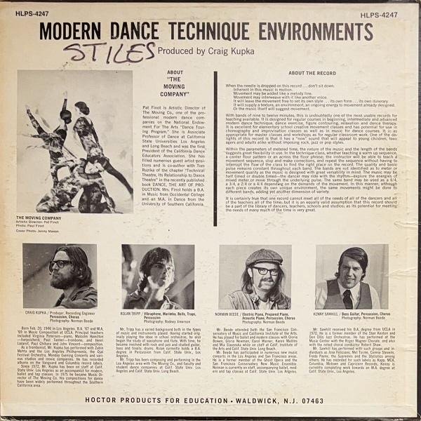 Craig Kupka - Modern Dance Technique Environments (LP - USA, 1979. ) | Hoctor Records Modern Dance Technique Environments - Image 2